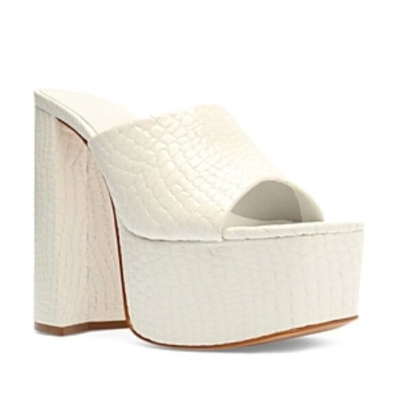 Schutz Womens Darah Platform Croc Print White Mules Slip On-Shoes Size: 10 NIB - Picture 1 of 6